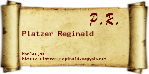 Platzer Reginald névjegykártya